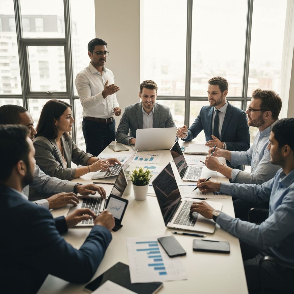 Sales team strategy meeting